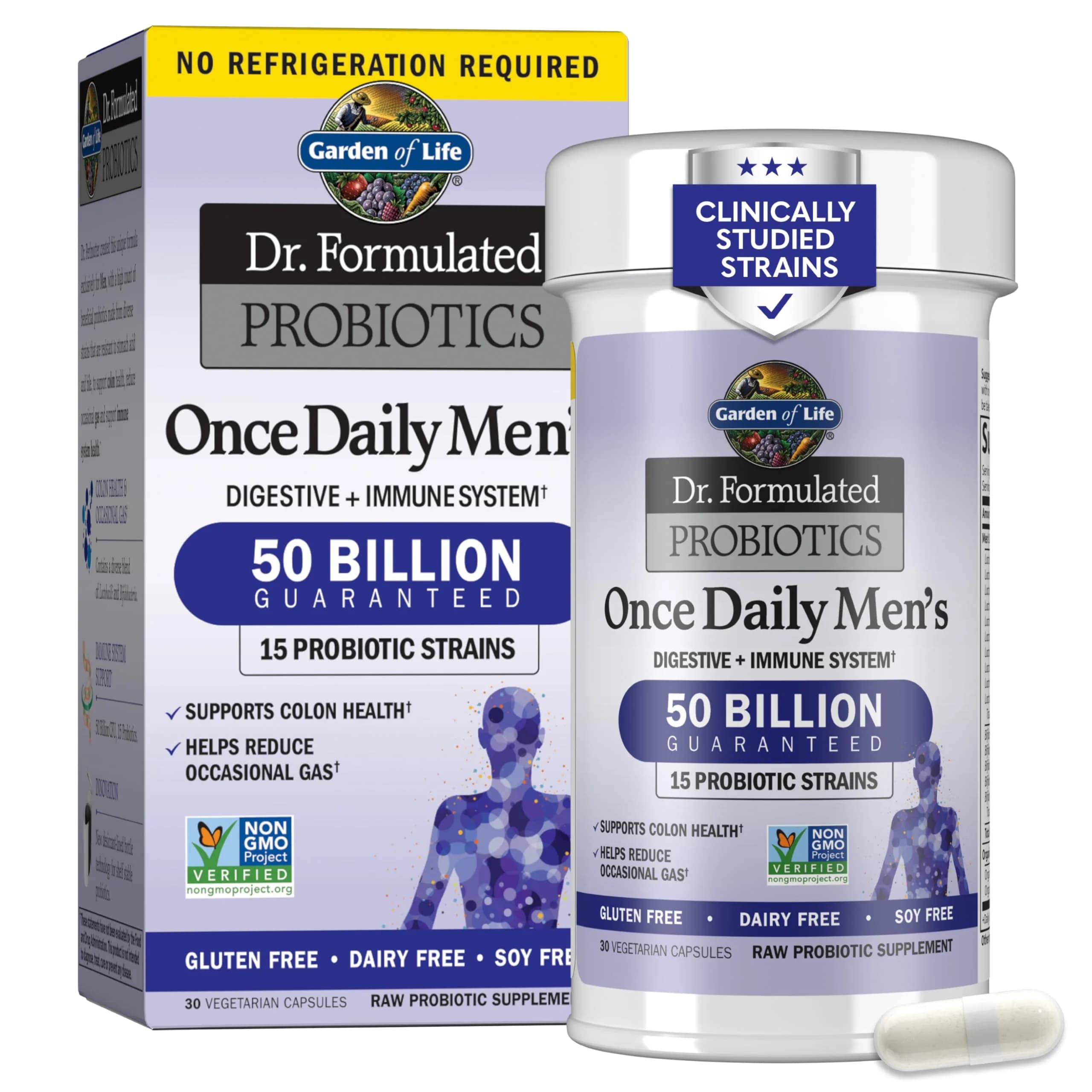 Garden of Life Probiotics for Men, Dr. Formulated 50 Billion CFU 15 Probiotics 30 Capsules | Digestive & Immune Support - main product image