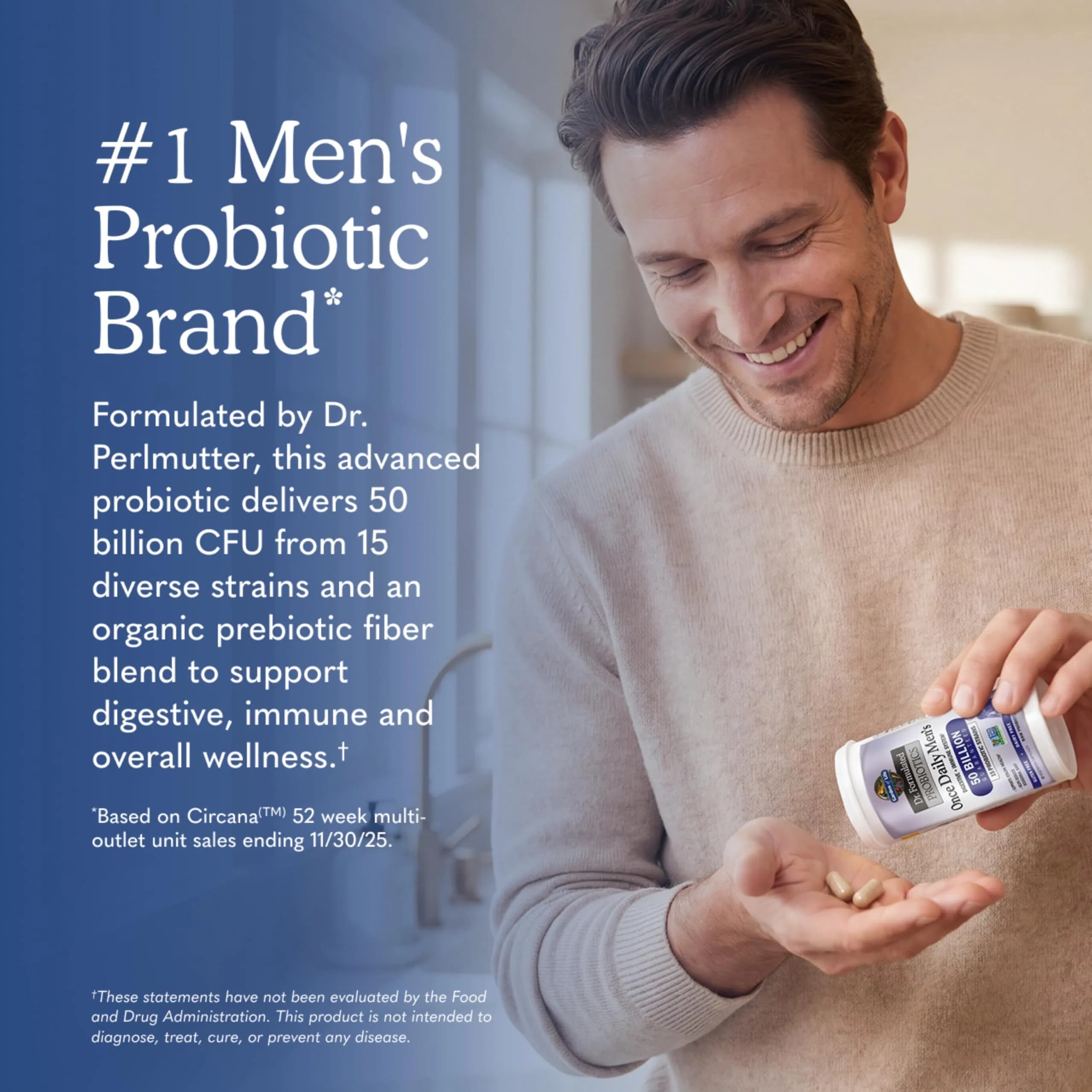 Garden of Life Probiotics for Men, Dr. Formulated 50 Billion CFU 15 Probiotics 30 Capsules | Digestive & Immune Support - view 2