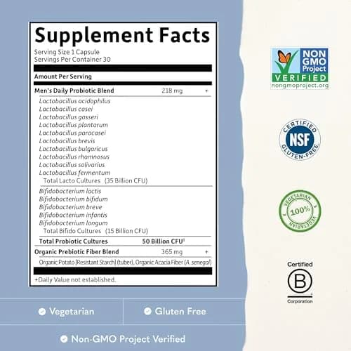 Garden of Life Probiotics for Men, Dr. Formulated 50 Billion CFU 15 Probiotics 30 Capsules | Digestive & Immune Support thumbnail 3