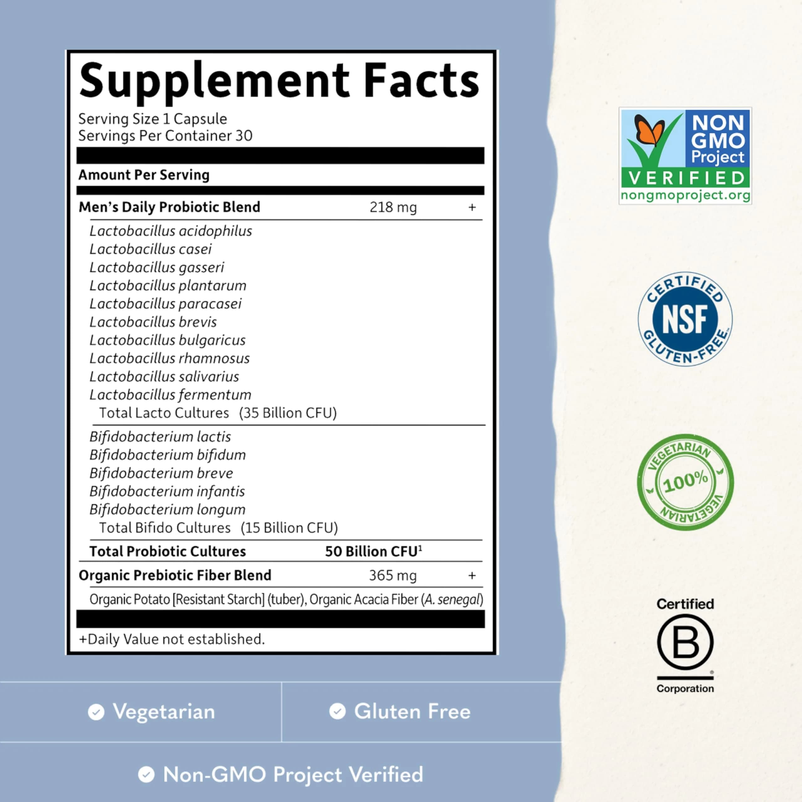 Garden of Life Probiotics for Men, Dr. Formulated 50 Billion CFU 15 Probiotics 30 Capsules | Digestive & Immune Support - view 3