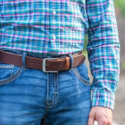 Nickel Smart Roan Mountain Titanium Brown Belt - 34" | Nickel-Free, Durable Leather & Titanium Buckle thumbnail 2