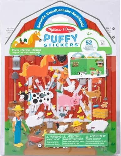 Melissa & Doug Puffy Sticker Play Set – On The Farm, 52 Reusable Stickers with 2 Scenes | Creative Farm Fun for Kids 4+ thumbnail 1