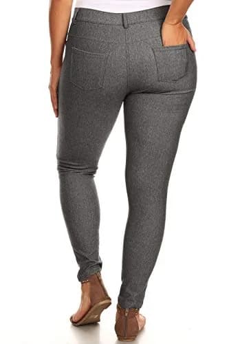 YELETE Womens Basic Five Pocket Stretch Jegging Tights Pants S/M Grey | Fitted, Breathable Cotton-Blend for All-Day Comfort thumbnail 5