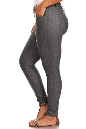 YELETE Womens Basic Five Pocket Stretch Jegging Tights Pants S/M Grey | Fitted, Breathable Cotton-Blend for All-Day Comfort thumbnail 6