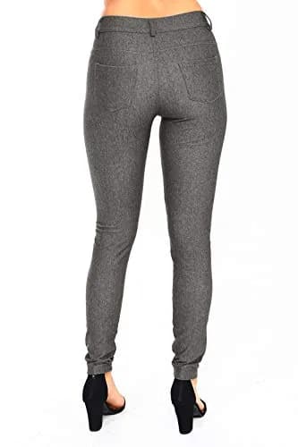 YELETE Womens Basic Five Pocket Stretch Jegging Tights Pants S/M Grey | Fitted, Breathable Cotton-Blend for All-Day Comfort thumbnail 2