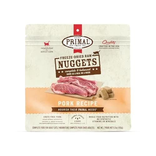 Primal Freeze Dried Raw Cat Food Nuggets, Pork, 5.5 oz | Complete & Balanced Nutrition for Cats thumbnail 1