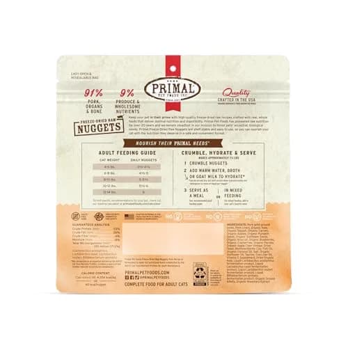 Primal Freeze Dried Raw Cat Food Nuggets, Pork, 5.5 oz | Complete & Balanced Nutrition for Cats thumbnail 9