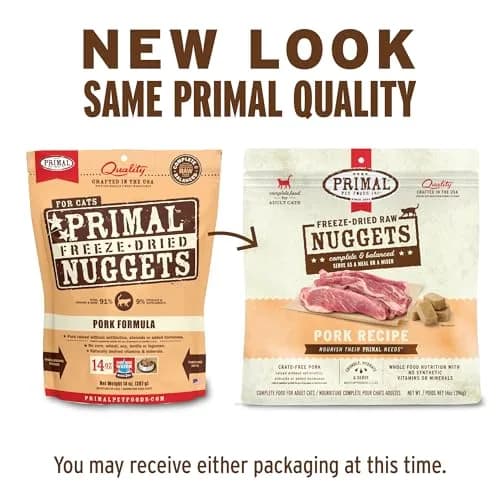 Primal Freeze Dried Raw Cat Food Nuggets, Pork, 5.5 oz | Complete & Balanced Nutrition for Cats thumbnail 2