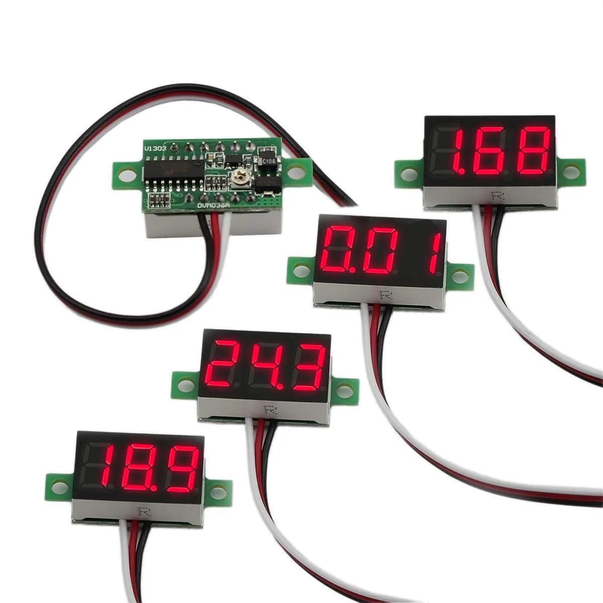 bayite Digital Volt Meter 0-30V | Calibratable, Bright Red LED Display, Reverse Polarity Protection