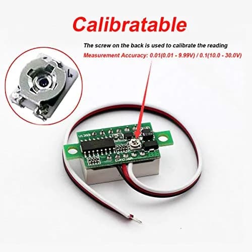 bayite Digital Volt Meter 0-30V | Calibratable, Bright Red LED Display, Reverse Polarity Protection thumbnail 2