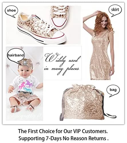 ShiDianYi Sequin Fabric 4 Yards | Elegant Champagne Sequin Material for Weddings & Events thumbnail 5