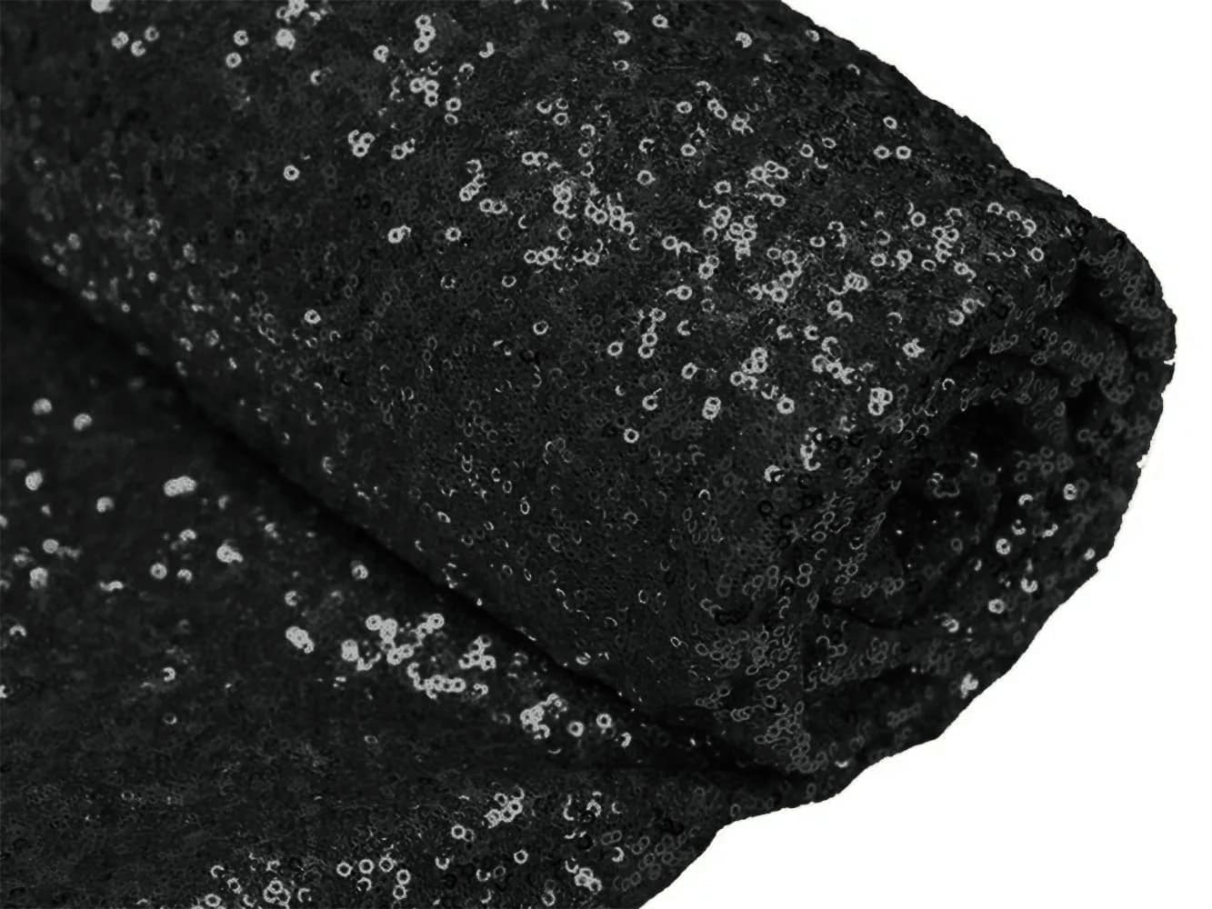 ShiDianYi Sequin Fabric 1 Yard | Sparkling Black Sequin Material for Decorations & Costumes