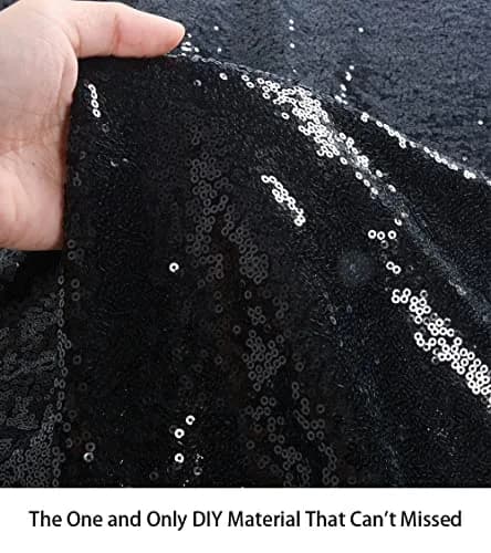 ShiDianYi Sequin Fabric 1 Yard | Sparkling Black Sequin Material for Decorations & Costumes thumbnail 4