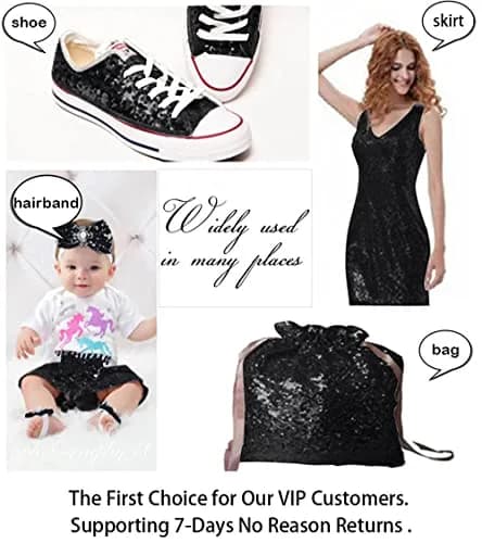 ShiDianYi Sequin Fabric 1 Yard | Sparkling Black Sequin Material for Decorations & Costumes thumbnail 5