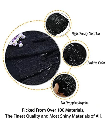 ShiDianYi Sequin Fabric 1 Yard | Sparkling Black Sequin Material for Decorations & Costumes thumbnail 3