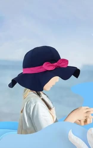 Vimeet Kid Baby Summer Hat Toddler Beach Sun Bucket Hat | Adjustable Cotton Sun Protection thumbnail 6