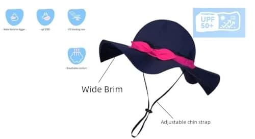 Vimeet Kid Baby Summer Hat Toddler Beach Sun Bucket Hat | Adjustable Cotton Sun Protection thumbnail 2