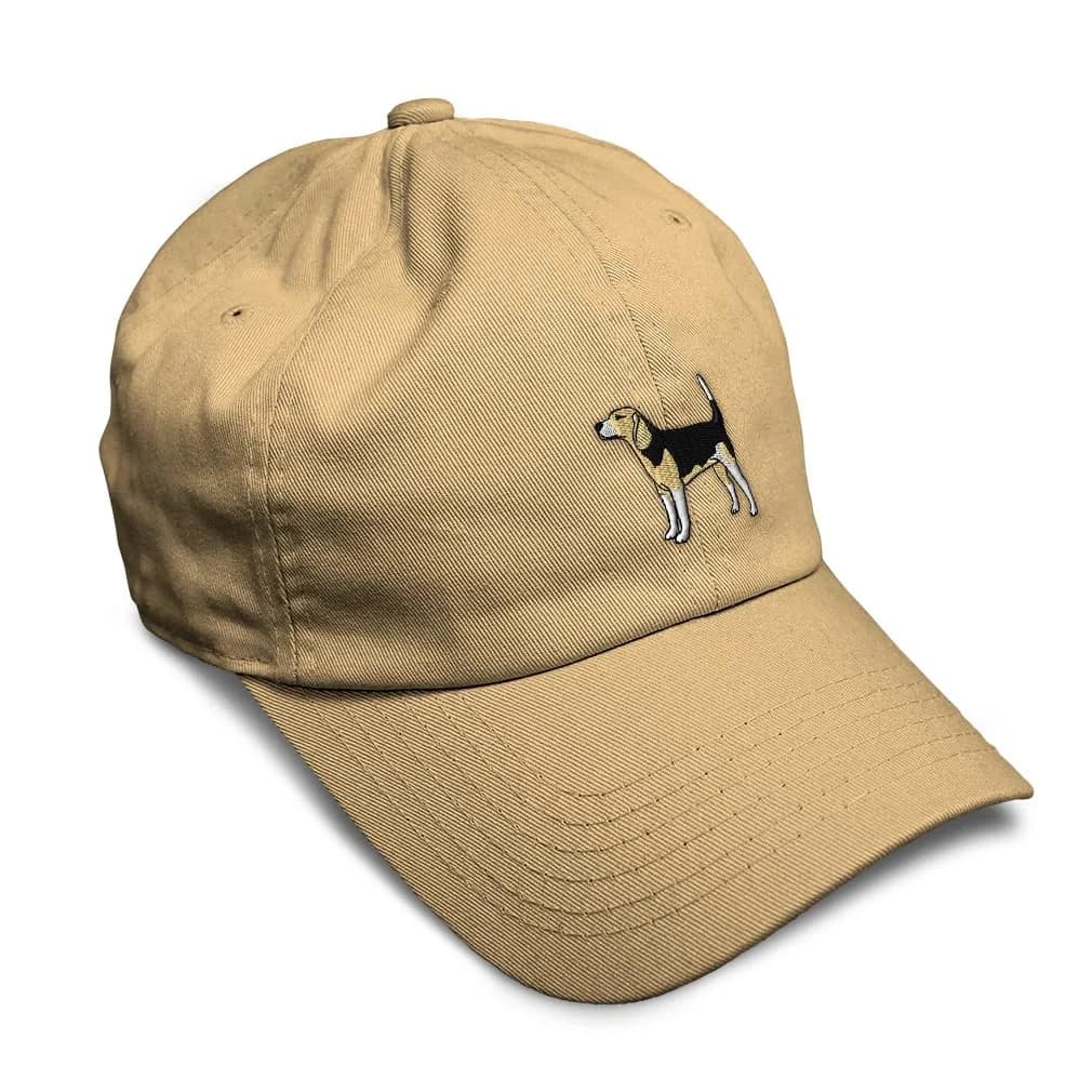 Speedy Pros Soft Baseball Hat Embroidered Dad Hat Beagle A Embroidery Men & Ladies Baseball Cap Cotton Black Design Only — Khaki Design Only