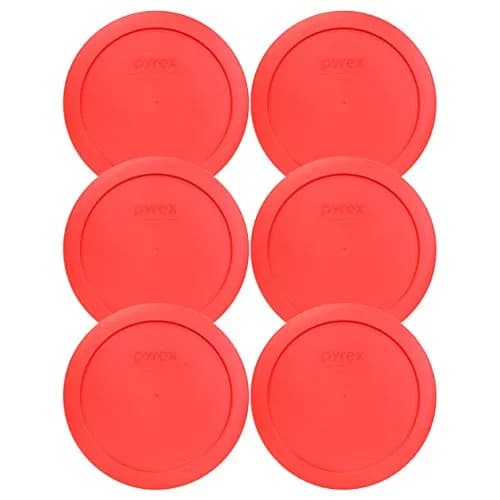 Pyrex 7201-PC (4-Cup) Red Food Storage Lids (6-Pack) | Made in USA, BPA Free, Dishwasher Safe thumbnail 1