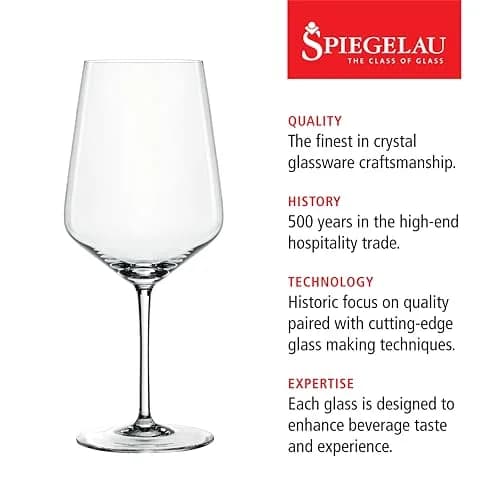 Spiegelau Style Red Wine Glasses Set of 4 | Elegant Stemmed Crystal for Cabernet & Pinot Noir thumbnail 2