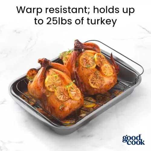 GoodCook Roast Pan with Rack 15 x 11-Inch | Nonstick Heavy-Gauge Aluminum, Gray thumbnail 8