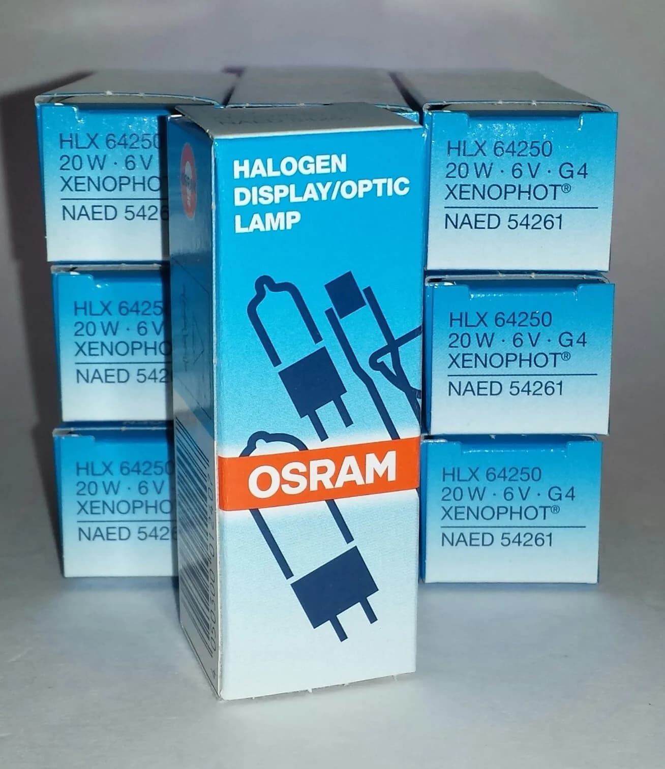 OSRAM 64250 HLX Halogen Bulb 20W 6V G4 2-Pin 480 Lumens | Xenophot Display Optic Lamp