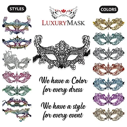 Luxury Mask Black Costume Mask for Women - Swan Lace Masquerade Masks | Elegant Lace Design, Adjustable Fit, Reusable, Breathable (70-120 chars) thumbnail 5
