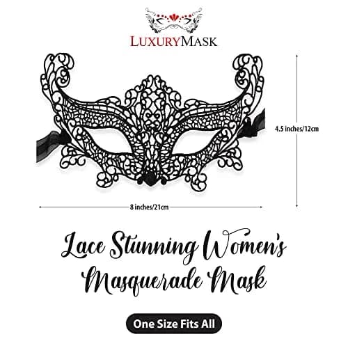 Luxury Mask Black Costume Mask for Women - Swan Lace Masquerade Masks | Elegant Lace Design, Adjustable Fit, Reusable, Breathable (70-120 chars) thumbnail 2