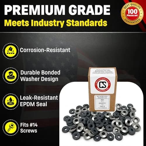 Chenango Supply #14 Neoprene EPDM Bonded Sealing Washer | Stainless Steel 18-8, 5/8 Inch OD, 100 Pieces thumbnail 4