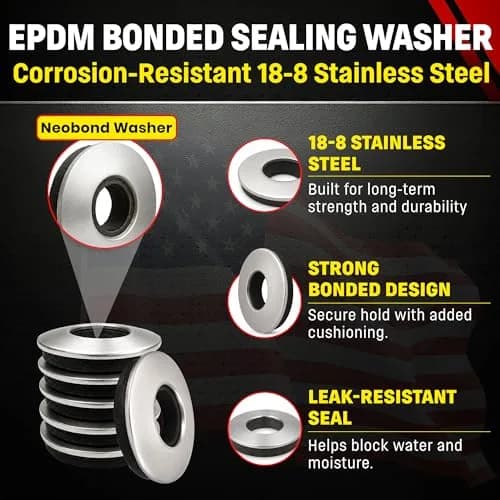 Chenango Supply #14 Neoprene EPDM Bonded Sealing Washer | Stainless Steel 18-8, 5/8 Inch OD, 100 Pieces thumbnail 2