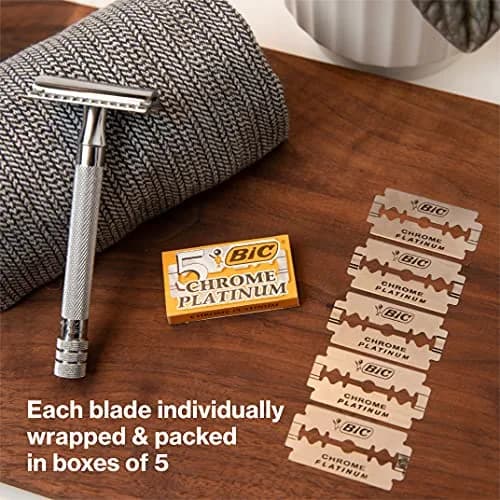 BIC Chrome Platinum Double Edge Safety Razor Blades 100 Pack | Sharp, Corrosion-Resistant, Individually Wrapped thumbnail 2