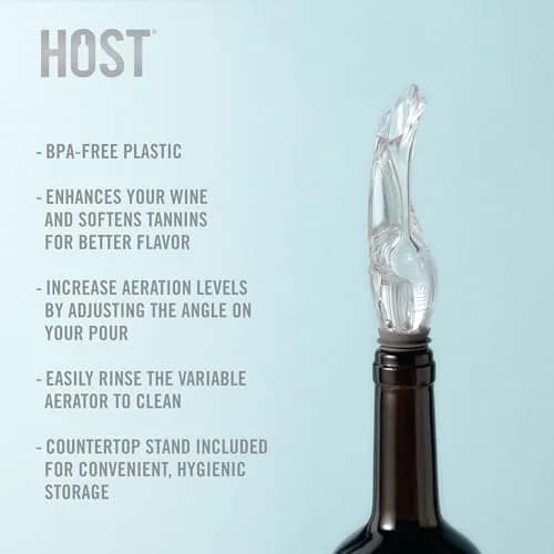 Host Tilt Wine Aerator Pour Spout | Adjustable Bottle Pourer with Stand, Gray, 1 thumbnail 2