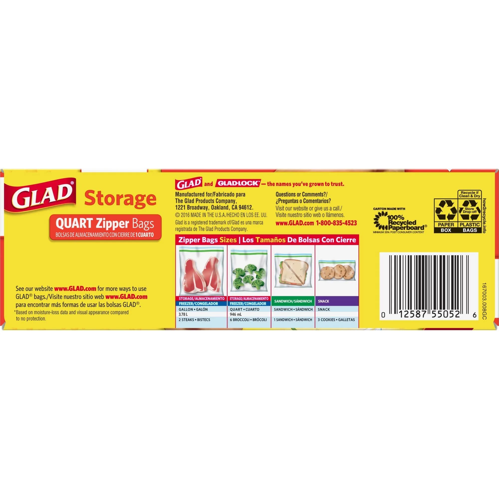 Glad Zipper Food Storage Plastic Bags - Quart - 25 Count | BPA Free, Airtight Seal - view 5