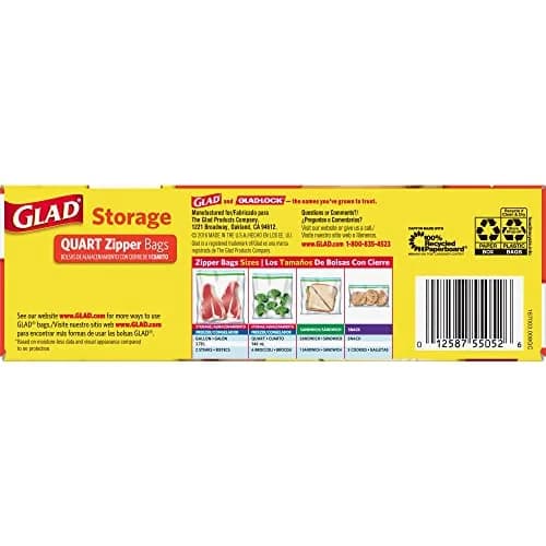 Glad Zipper Food Storage Plastic Bags - Quart - 25 Count | BPA Free, Airtight Seal thumbnail 5