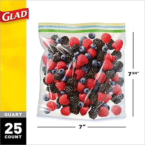 Glad Zipper Food Storage Plastic Bags - Quart - 25 Count | BPA Free, Airtight Seal thumbnail 3