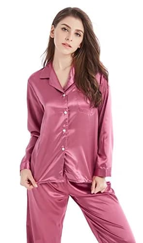 TONY AND CANDICE Women's Classic Satin Pajama Set X-Large | Silk Feel Sleepwear for Women thumbnail 4