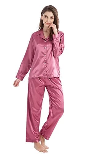 TONY AND CANDICE Women's Classic Satin Pajama Set X-Large | Silk Feel Sleepwear for Women thumbnail 2