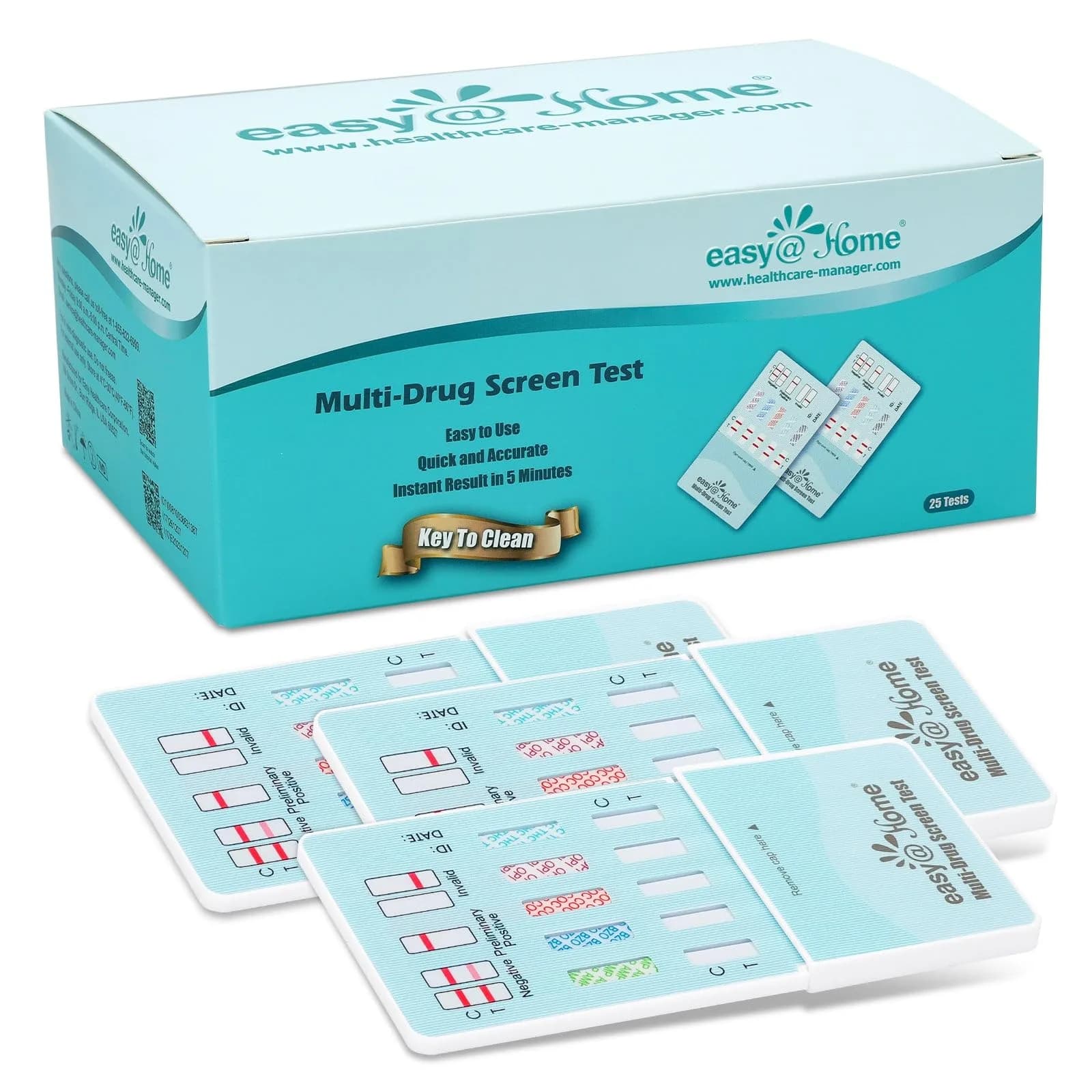 Easy@Home 5 Panel Urine Drug Test Kit, 25 Count | Detects THC, Cocaine, Opiates, Amphetamines & Oxazepam