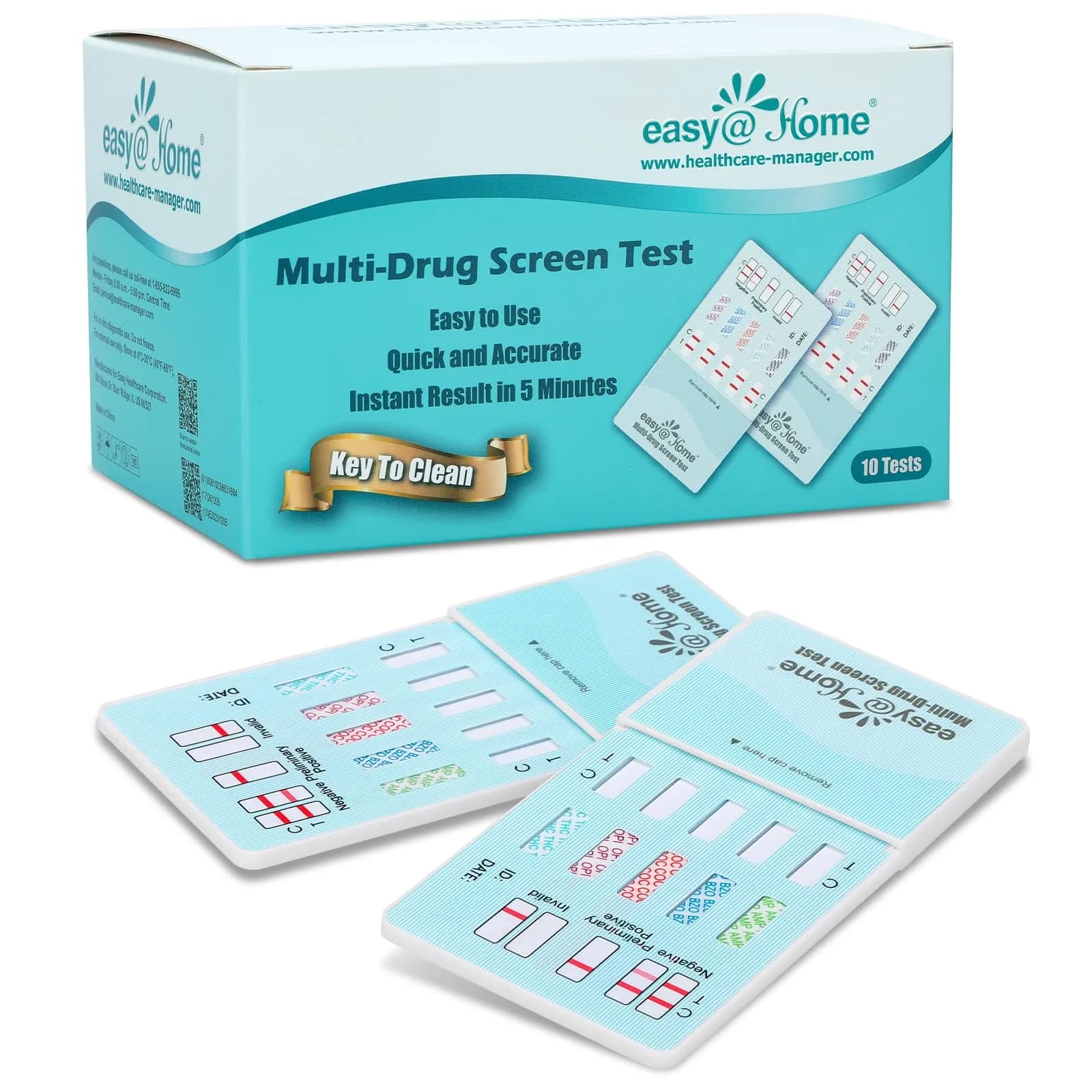 Easy@Home 5 Panel Urine Drug Test Kit, Multi Drug Screening Test, 10 Count | Accurate Home Screening