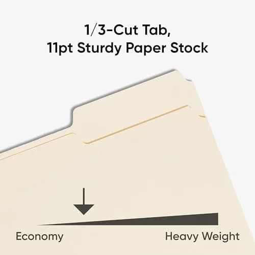 SMEAD File Folders Letter Sized 1/3-Cut Tab Assorted Positions 100 Pack | Durable Manila Office Folders thumbnail 5