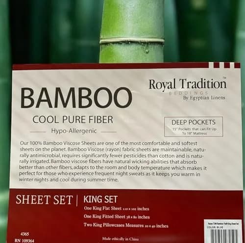 Royal Tradition Viscose from Bamboo King Cooling Sheet Set | Soft, Temperature-Regulating Bedding (70-120 chars) thumbnail 7