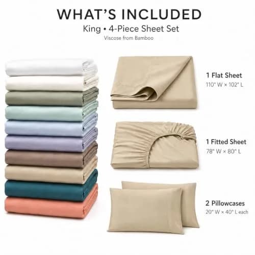 Royal Tradition Viscose from Bamboo King Cooling Sheet Set | Soft, Temperature-Regulating Bedding (70-120 chars) thumbnail 5