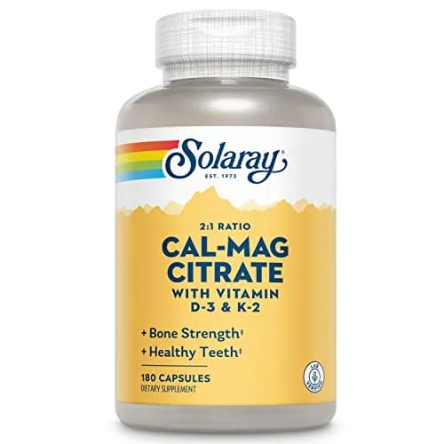 SOLARAY Calcium Magnesium Citrate 2:1 with Vitamin D3 K2 | Bone & Heart Support in 180 Capsules thumbnail 1
