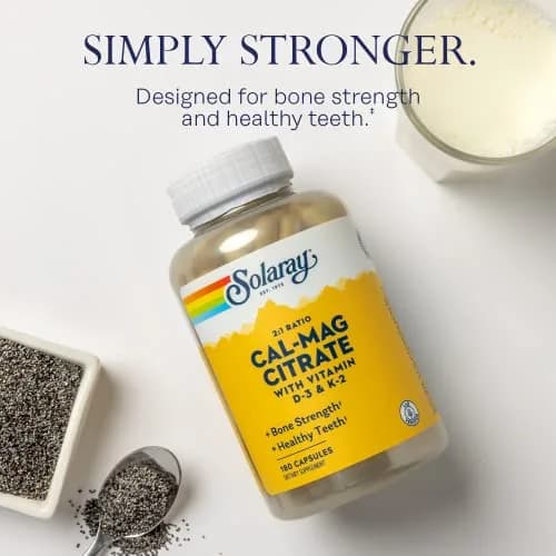 SOLARAY Calcium Magnesium Citrate 2:1 with Vitamin D3 K2 | Bone & Heart Support in 180 Capsules thumbnail 3