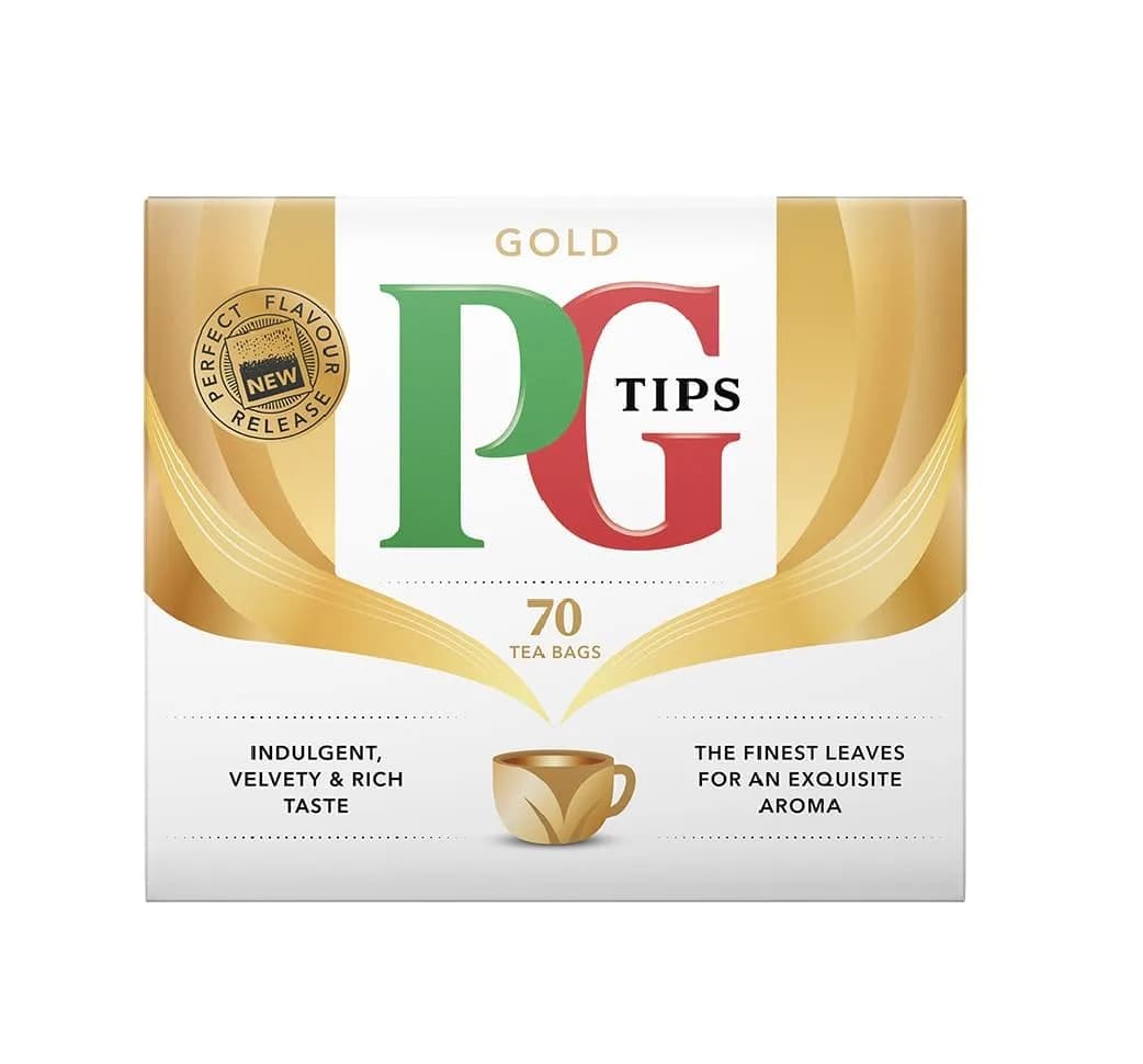 PG Tips Gold 70s (Non-Pyramid) Teabags | Citrusy Rich Flavor, 70 Count (Pack of 6) — Bag