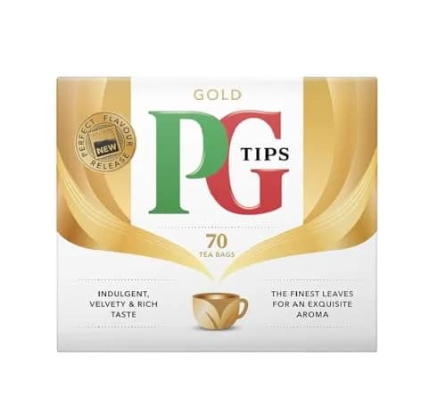 PG Tips Gold 70s (Non-Pyramid) Teabags | Citrusy Rich Flavor, 70 Count (Pack of 6) thumbnail 1