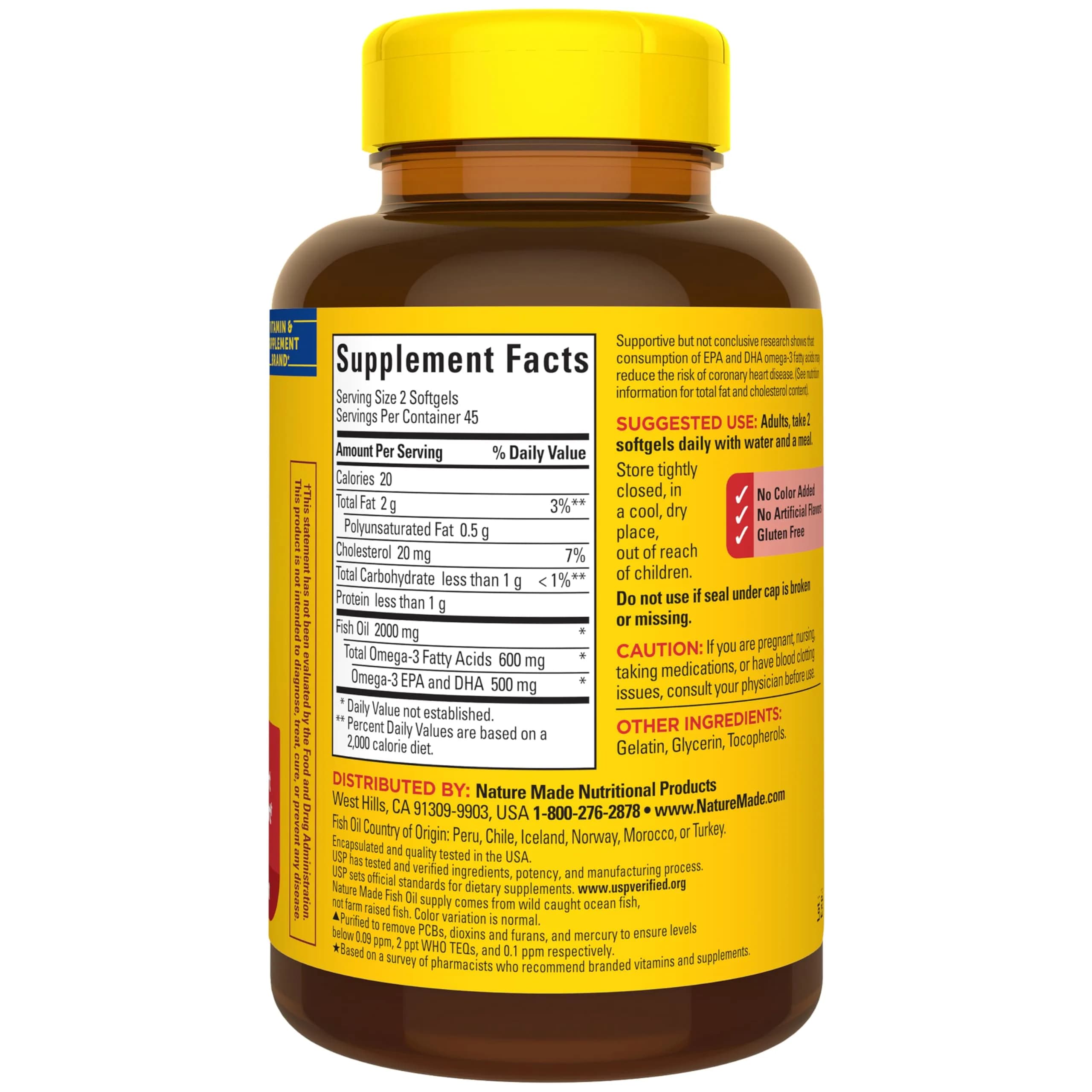 Nature Made Fish Oil Omega 3 Supplements 1000 mg Softgels 90 Count | USP Verified Heart Health Support - view 7