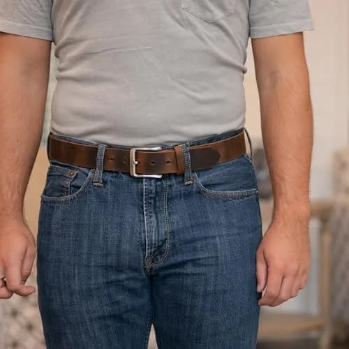 Nickel Smart Roan Mountain Distressed Leather Belt - 38" | Nickel Free Full Grain Leather thumbnail 2