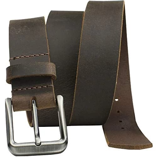 Nickel Smart Roan Mountain Brown Leather Belt - Distressed 44" | Nickel Free Full Grain Leather thumbnail 1