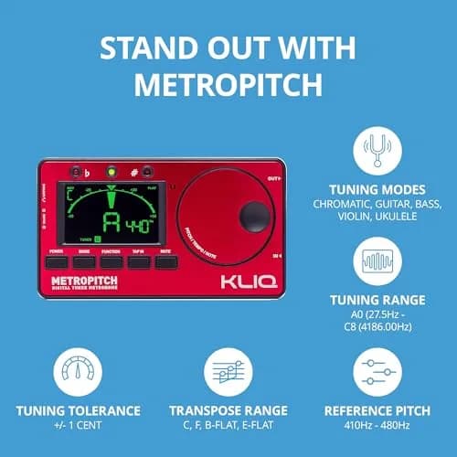 KLIQ MetroPitch Digital Metronome & Tuner for Piano, Guitar & Bass | 3-in-1 Practice Device with Tone Generator thumbnail 4